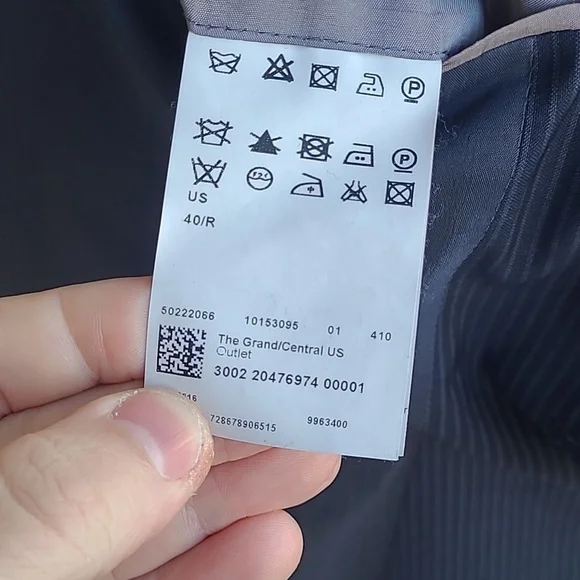 HUGO BOSS Grand Central US Black Striped Virgin Wool 40 R Mens Suit Jacket Pants - Picture 9 of 11